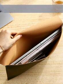 8pcs/1pc Customizable Leather Snap Closure Minimalist A4 Document Folder, Business File Bag, Large Capacity Anti-Drop Office Storage Bag, Back To School - Multicolor - View 4