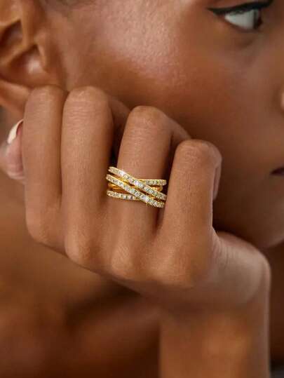 1pc 925 Sterling Silver Cross Layered Ring, Versatile Daily Wear, Party Accessory, High-Quality Women's Ring, Exquisite Jewelry Gift