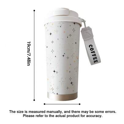 Cốc du lịch cách nhiệt 530ml/17.92oz, thiết kế họa tiết bầu trời sao, cốc hai lớp cách nhiệt chân không chống rò rỉ có tay cầm, quà tặng cho người yêu cà phê và nghệ thuật (văn phòng, thể thao, Ngày Valentine, Giáng sinh, Ngày của Mẹ), thích hợp cho cà phê, trà, đồ uống lạnh, đồ uống ngoài trời, thiết kế nghệ thuật, chất liệu bền, có thể tái sử dụng, vật dụng thiết yếu cho người đam mê thể thao và hoạt động ngoài trời.