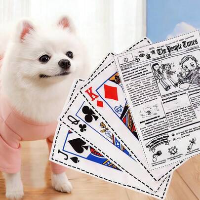 4pcs Newspaper & Playing Card Chew Toys For Dogs, Durable Bite-Resistant Interactive Pet Toys For Self-Entertainment & Stress Relief, Suitable For Small Indoor/Outdoor Dogs