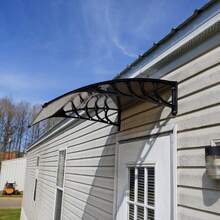 40*38in Household Application Door & Window Rain Cover Eaves Brown Board & Black Holder - Brown - View 6
