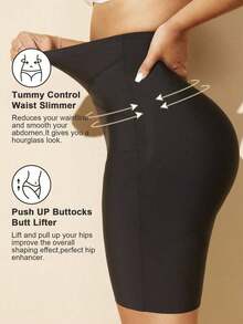1pc Women's High Waist Shaping Shorts, Tummy Control, Butt Lifting, Body Shaping, Flat Abdomen, Seamless Waist Trainer - 黑色 2 - 查看 2