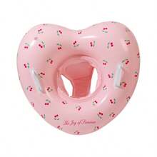 1个儿童可爱心形充气游泳圈，带红色亮片，透明粉色婴儿泳池漂浮垫，带安全把手，加厚PVC材质，适合夏季海滩和泳池派对的幼儿游泳池玩具 - 彩色 - 查看 9