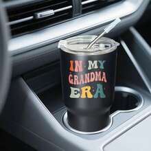 30oz Stainless Steel Tumbler Black White Options,  In My Grandma Era Graphic Cups, Insulated Travel Coffee Mug With Lid And Straw , Double Wall Vacuum Reusable Travel Cups,  Funny Birthday Party Gift For Men - 黑色 - 查看 2