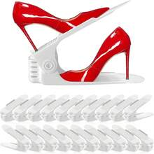 20 Pack Shoe Slots Organizer - Shoe Stackers, Space Savers 50%, 4 Levels Adjustable, Double Layer Holders For Closet, White - View 12