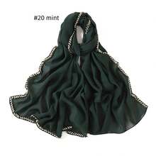 1pc Women's Chiffon Beaded Scarf, Malaysian Headscarf, Fresh And Sweet Long Scarf - Multicolor - View 18