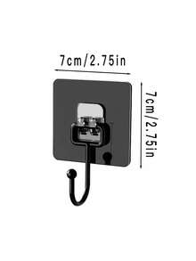 20/1pc Black Traceless Hooks Multifunctional Wall Strong Adhesive Hook Clothes Hook Bathroom Kitchen Accessories - A - View 4