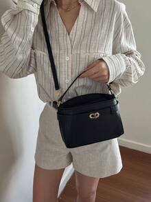 简约风格日常通勤百搭2026新款优雅精致女士斜挎包 - 黑色 - 查看 4