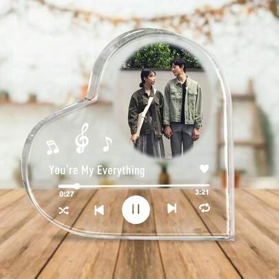 Custom Heart Acrylic Plaque Personalized Photo, Romantic Couple Gift, Anniversary Valentine's Day Decor