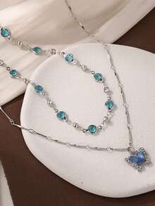 Exquisite Luxury Casual Elegant Butterfly Layered Necklace, Creative Palace Style Vintage Aesthetic High-End Niche Ins Accessory (Based On Actual Product) - Multicolor - View 6