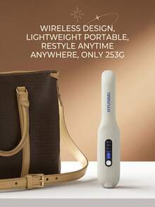 HYUNDAI 1个迷你无线二合一卷发/直发器，USB充电，4000mAh电池，持久耐用，恒温防烫，负离子护发，便携式旅行美发造型工具，绝佳礼物 - 彩色 - 查看 9