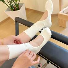 Summer Yoga Socks, Mid-Calf Non-Slip Backless With Drawstring Ribbon, New Pilates Dance Fitness Socks - Multicolor - View 5