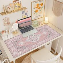 Pink Desk Mat,XXL Extended Large Mouse Pad,Gaming Mousepad With Stitched Edge,Non-Slip Rubber Base Keyboard Desk Pad For Home Office Study Game (Pink) - Rectangle - View 5