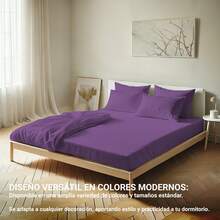 Ecommerc3 3-4 Piece Cotton Sheet Set, Fits Beds 80-200 Cm, Wide Variety Of Colors - Lila - View 8