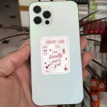 3Inches I'm Literally Just A Girl, Retro Library Card Book Lover Sticker For Laptops, Water Bottles, Notebooks, Ipads, Kindles, And Cups, For Students, Teachers, Librarians, Writers, Romance Readers, Fantasy Fans, And Anyone Living Their Best Book‑Girlie Life, Perfect Gift For Bookish Babes With Soft Chaos Energy - Multicolor - View 5