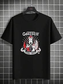 Sinners Saints Gretsch Guitar T-Shirt| Rock Out In Style - Crew Neck, Short Sleeve, Casual Fit, All-Season, Digital Heat Transfer Print, Perfect For Daily & Casual Wear - 黑色 - 查看 1