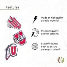 University Of Utah Lapel Pins UT Utes Logo Enamel Made Of Metal,43206761 - Xám - Xem 5
