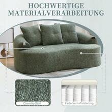 Este moderno conjunto de sofá de dos plazas presenta cojines redondos y profundos con estampado de nubes de chenilla, un diseño compacto sin muelles e incluye tres cojines decorativos. Ideal para apartamentos pequeños. - Verde - Ver 4