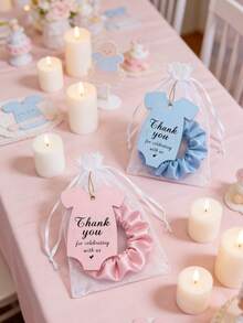 3件套——发圈派对礼品套装，友谊礼物，包含一个发圈和一个欧根纱礼品袋。适合送给流行歌手、生日、婚礼、性别揭晓仪式、婚宴以及千禧一代粉丝作为生日礼物。 - 顏色 - 查看 7