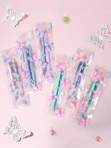 100个粉紫色蝴蝶透明糖果袋，女孩生日小礼物袋，婴儿派对糖果袋，性别揭晓派对饼干烘焙袋，婚礼装饰糖果袋，市场棒棒糖包装袋，棉花糖袋，一周岁生日派对透明食品包装袋，食品包装用品，节日糖果礼品袋，粉紫色蝴蝶装饰，生日装饰，婴儿派对回礼，生日礼物，派对回礼 - 蝴蝶 - 查看 7