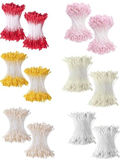 约400支2毫米双头人造花蕊，手工花艺制作材料，适用于花卉制作、圣诞节、婚礼、剪贴簿装饰