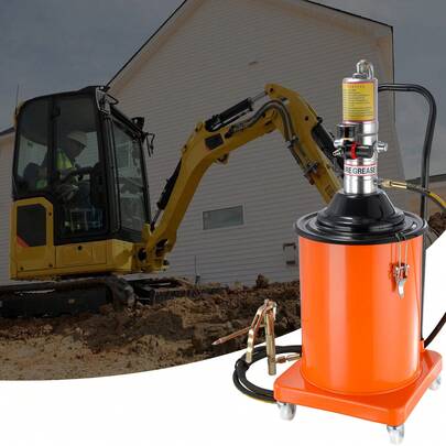 Grease Pump, 20L Capacity, Air Operated Grease Pump With 3.88 M High Pressure Hose And Grease Gun, Pneumatic Grease Bucket Pump With Wheels, Portable Lubrication Grease Pump 50:1 Pressure Ratio