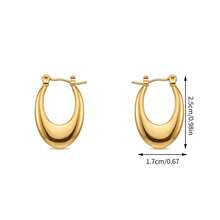 1 par de pendientes de aro gruesos y en forma de U, hipoalergénicos adecuados para oídos sensibles, en tono dorado para mujeres - Dorado - Ver 11