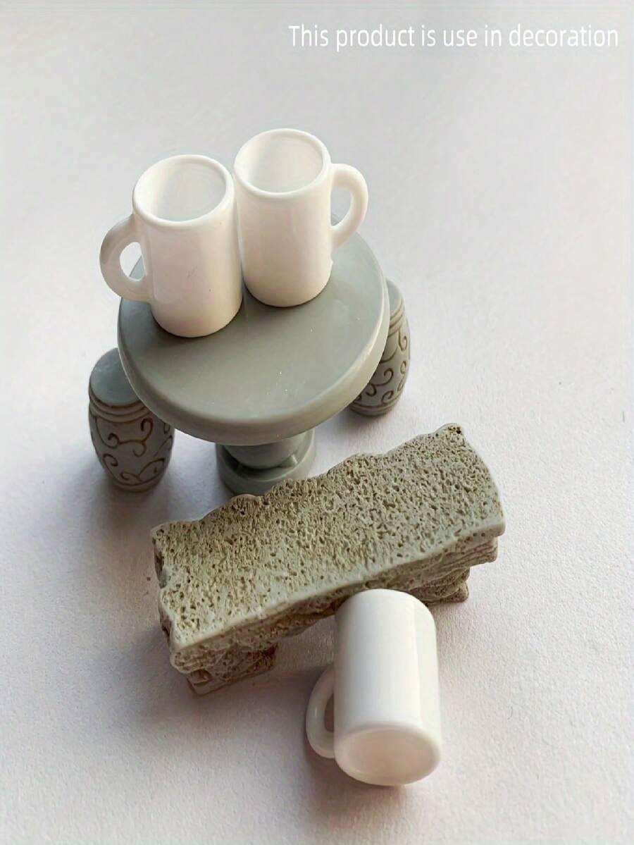10pcs/25pcs Premium Mini White Coffee Cup Decorative Ornaments, Mini Toys, Resin Material, Perfect For DIY Keychains, Hair Accessories, Dollhouse Decor And Jewelry Making Supplies, Ideal Gift For Parties, Birthdays And Back To School Season. - View 1