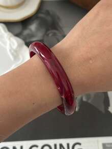 1件美拉德工艺金色褶皱手镯，夸张不对称亚克力手镯，适合日常通勤、旅行、街头摄影 - 彩色 - 查看 8