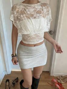 2pcs Lace Button Design Versatile Camisole Top Set - White - View 5