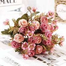1PC Artificial Silk Flower - Carnation Bouquet, Simulated Bouquet, Suitable For Home, Dining Room, Living Room, Outdoor Garden Decoration, Used For Wedding, Family Garden And Party Decoration, Artificial Flowers, Wedding Flowers, Bridal Bouquet, Wedding Supplies, Wedding Decoration, Decorative Flowers, Spring Decoration - Light Purple - View 8