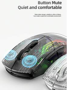 Ratón inalámbrico Bluetooth de juego con retroiluminación RGB transparente de 3 modos y pantalla - Ver 9