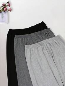 3pcs Women's Classic Solid Color Loose Wide Leg Pants, Straight Leg Casual Comfortable Trousers For Spring/Summer, Suitable For Outdoor Wear - Multicolor - View 3
