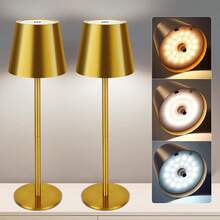 Cordless Table Lamp,8-20 Inches Adjustable Height, 5000mAh Rechargeable LED Desk Lamp, 3 Color Stepless Dimmable, Portable Table Light For Indoor/Outdoor,Black/Gold - gold-2pcs - View 3