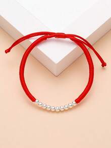 Luxury Lucky Bead Red Rope Bracelet, Versatile Gift Set - Red - View 3