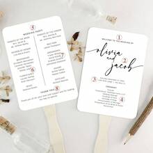 1/10/30pcs Customized Wedding Paper Fans, Personalized Printed Ceremony Fans With Wooden Sticks (Ribbon Not Included), Minimalist Boho Style, White/Black Fans - Multicolor - View 9