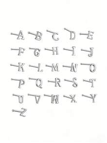 1件S925纯银A-Z字母鼻钉，纯银鼻钉/耳钉，低过敏性，26个字母鼻钉，字母穿孔饰品，饰品，个性，鼻部穿孔饰品，小巧精致，适合日常佩戴。 - 彩色 - 查看 4