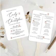 1/10/30pcs Customized Wedding Paper Fans, Personalized Printed Ceremony Fans With Wooden Sticks (Ribbon Not Included), Minimalist Boho Style, White/Black Fans - Multicolor - View 26