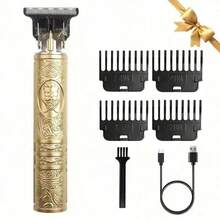 Professional Hair Cutting Scissors With LED Display, Hair Clipper, Beard Trimmer, USB Rechargeable, Cordless Grooming Kit With 4 Accessories Including Comb - Bronze - View 15