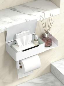 No-Drill Bathroom Toilet Paper Holder-Over-The-Toilet Organizer With Strong Self-AdhesiveSpace-Saving Toilet Paper Roll Storage,For Bathroom,Powder Room,Or Commercial Restrooms-Modern Bathroom Storage Solution,Toilet Paper Storage - Multicolor - View 2
