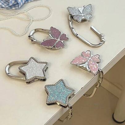 Foldable Hanging Hook, Desk Edge Bag Hanger, Portable Adhesive-Free Clip