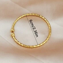 Ladies' 12 Piece Gold Textured Stackable Bracelet Set, Retro Cut Gold Adjustable Stackable Bracelet Jewelry Suitable For Daily Stacking Or Wedding Occasions - Yellow Gold - View 3