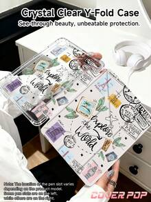 Travel Pattern Tablet Case Compatible With IPad Air 11-Inch M3 2025 / M2 2024, Air 5th Generation 2022 , (A16) 11 Inch 11th Generation 2025,Compatible With Samsung Galaxy Tab,Kindle Paperwhite 12th Gen 2024, Clear Back ,Fashion Pattern Protective Case,Autlueomatic Sleep And Wake-Up Function, Airbag Protection, Suitable For Gifts And Office Use - Multicolor - View 4