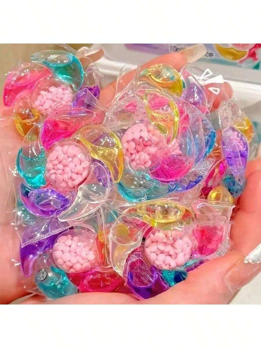 6-In-1 Laundry Detergent Capsules (100/50/30/10 Pcs Per Box), Concentrated Detergent Pearls, Fresh And Pleasant Fragrance, Strong Stain Removal And Color Protection, Floral Scent, Suitable For Busy Families, Compatible With All Washing Machines, Gentle Care For Fabrics, Quickly Dissolves In Water, Keeps Clothes Soft, Fresh And Clean For Long