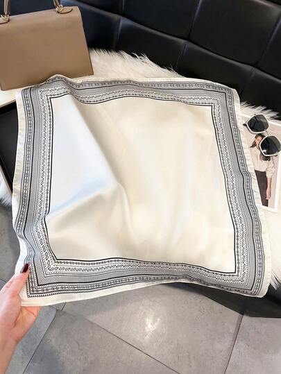 1pc Faux Silk Paisley Print 27.6 Inch Small Square Scarf, Versatile Bandana, Headband, Neck Tie, Fashion Accessory For Daily Wear