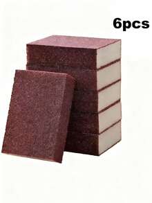 6pcs Rust-Colored Nano Carbide Silicon Sponge, Nano Diamond Abrasive Sponge Cleaning Pad, Carbide Brush And Rust Sand Scrubber, Suitable For Cleaning Kitchen Pots, Pans And Bowls - Square - View 10