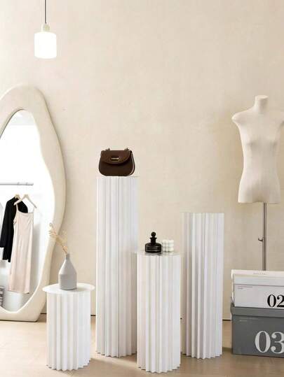 Foldable Cylindrical Paper Decor, Suitable For Weddings, Birthday Parties, Mall Displays, Etc. Roman Column Shape, Foldable For Convenient Use. Includes Free Folding Columns And Display Stand, Ideal For Wedding, Birthday Party And Other Decorative Scenarios.