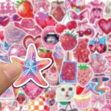 50张玫瑰粉色系列贴纸，适用于手机、平板电脑、水瓶、滑板等，防水贴纸 - 彩色 - 查看 7