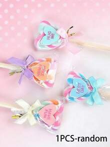 1支/2支/4支装心形棒棒糖圆珠笔，0.7毫米，日记本、返校必备及学习用品 - 愛心糖果原子筆 - 查看 11