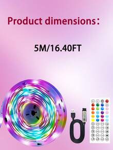 1 Set LED Light Strip, USB Powered, App Control, Music Sync Color Changing, Dimmable, Multiple Modes, Self-Adhesive, Available In Various Sizes, Suitable For TV/Computer Backlighting, Holiday, Indoor Home Decor, Bedroom Ambiance - Multicolor Light - View 13